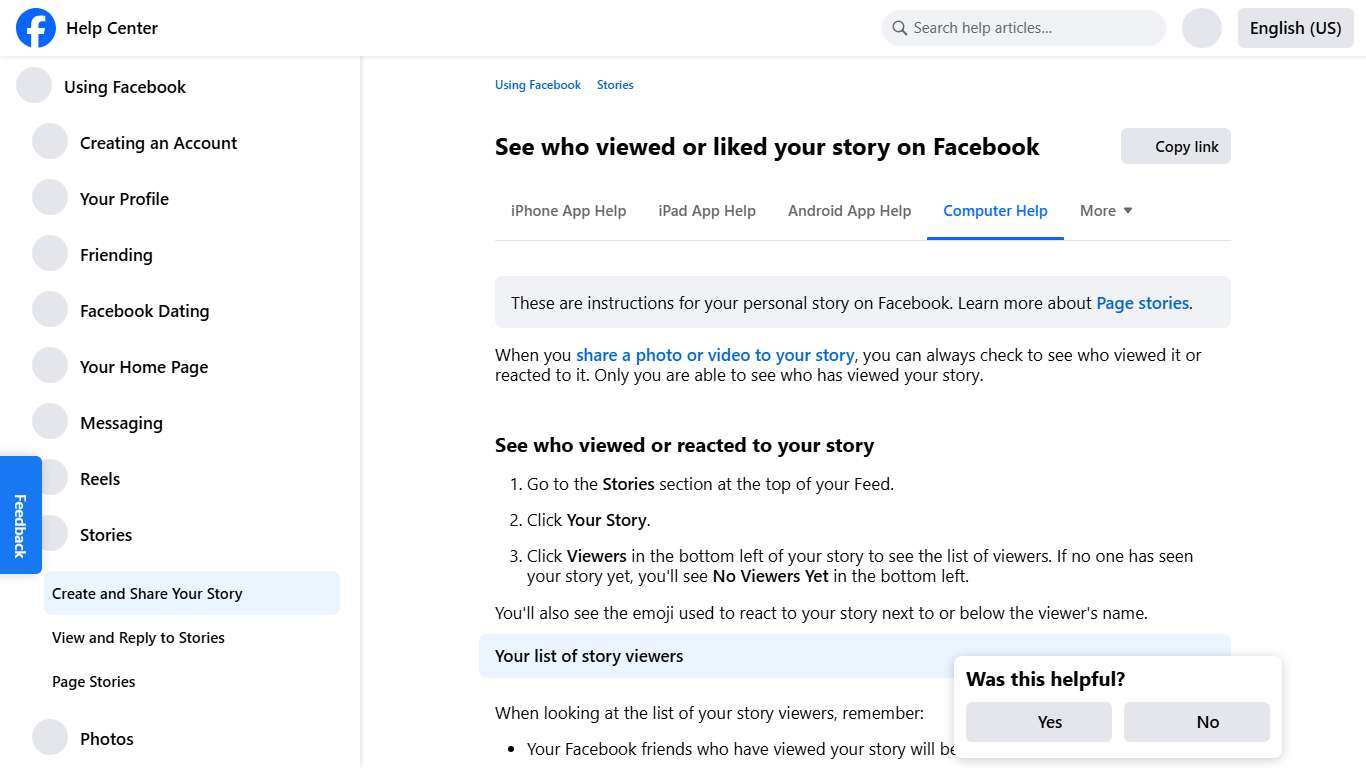 See who viewed or liked your story on Facebook Facebook Help Center